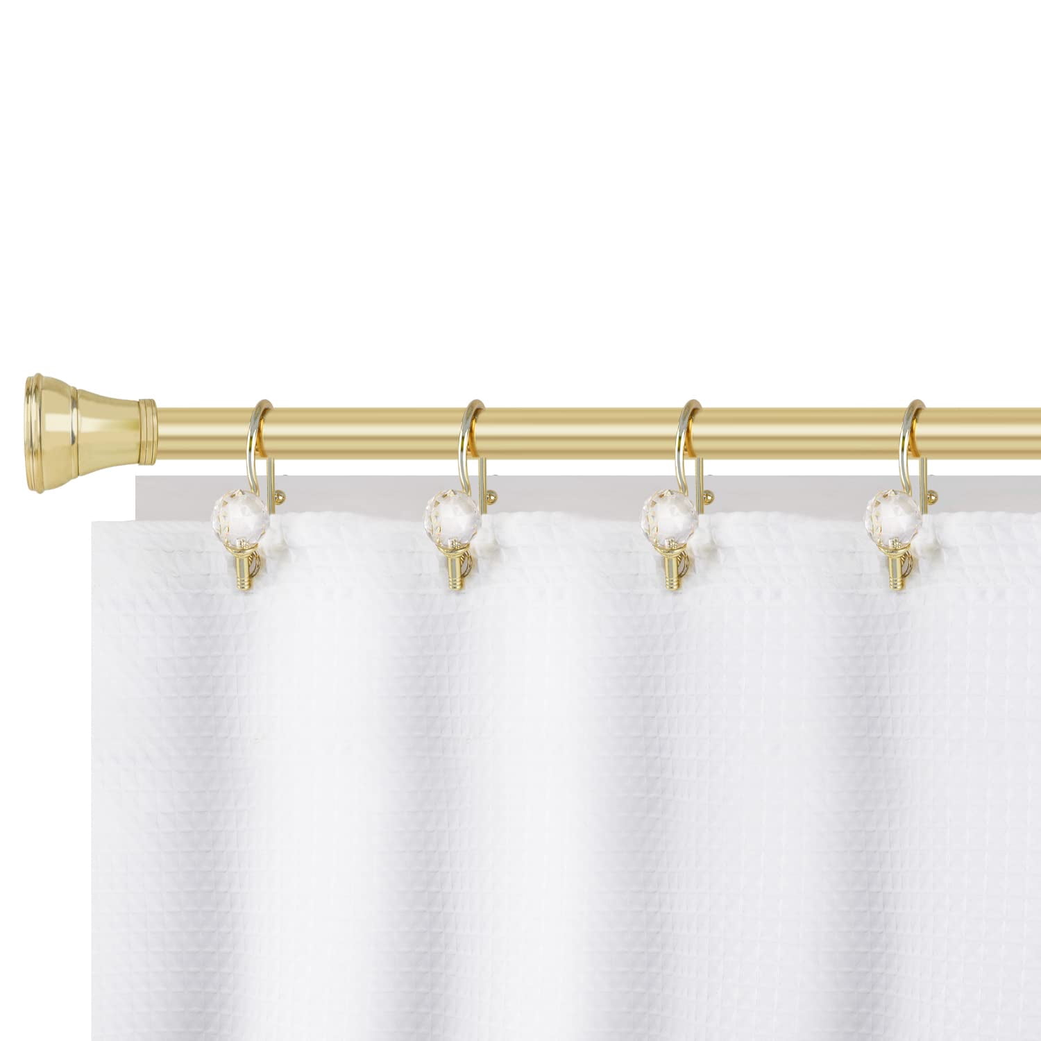 Utopia Alley  Rustproof Zinc Double Shower Curtain Hooks for Bathroom, Crystal Design, Set of 12 Gold