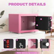 BESAFETY 0.25 Feet Cubic Safe Box, Money Lock Safes with Digital Keypad, USB Cable and Sensor Light, Security Safe for Home Office Hotel (Pink)