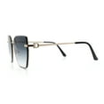 thumbnail image 6 of Womens 1990s Rimless Butterfly Metal Rim Designer Fashion Sunglasses Gold - Smoke, 6 of 8