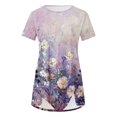 thumbnail image 5 of Blusas de Manga Corta para las Mujeres Botón Impreso Cuello Redondo Top Casual, Blusas para las Mujeres Casual, 5 of 5