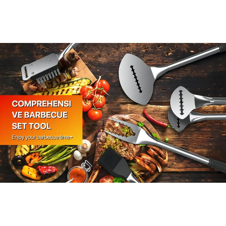 10PCS BBQ Grill Tools Stainless Steel Complete Grill Utensils Set
