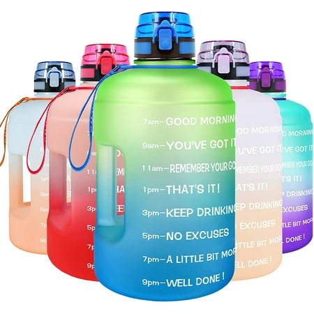 BuildLife Gallon Motivational Water Bottle Wide Mouth with Time Marker ...