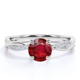 thumbnail image 1 of JeenMata Anillo de Compromiso de 1 Quilate con Rubí Creado en Laboratorio con Piedra de Nacimiento de Puesta de Sol de Corte Redondo en Oro Blanco de 18 K sobre Plata, 1 of 6