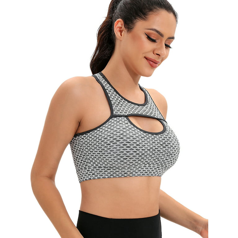 LELINTA Sports Bra for Women Sexy Cutout Crop Workout Top with Removable  Padded Cups Training Yoga Active Bra 