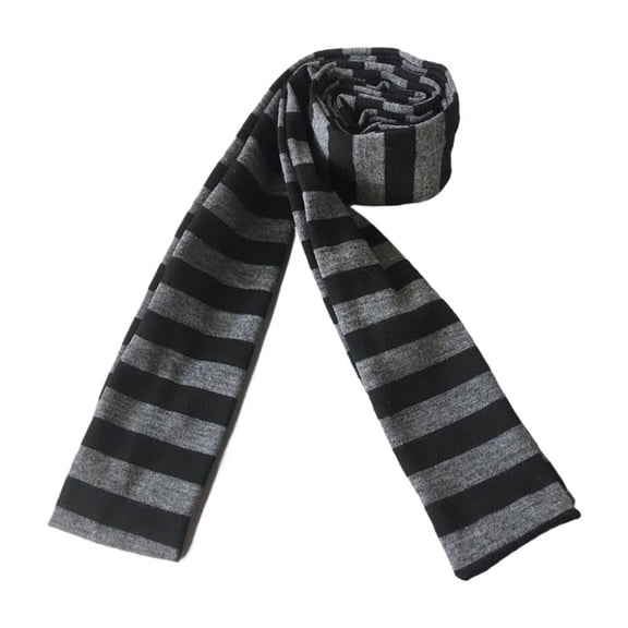 SharkTRUE Striped Scarf, Long Skinny Knitted-Feel Scarf, Retro Streetwear and Daily Office Wear, Wide Stripe, 1.57 * 70.87 in