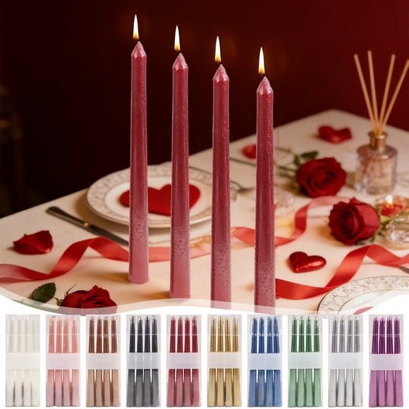 Velas Cónicas Bañadas En Parafina Juego de 4 velas cónicas galvanizadas negras de cera de poste largo para decoración romántica de bodas y restaurantes. JASKFLY