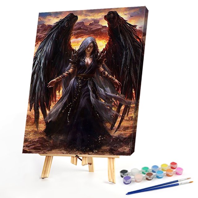 Pintura al óleo Hell Angel por números, cuadro sin marco pintado a mano, kit de adorno para el hogar Likrtyny Oficina Multiescena Multifunción