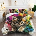 thumbnail image 5 of Cartoon Kawaii Cat Comforter Set Twin Size 3D Animals Flower Toddler Bedding Set Cat Lovers Animal Bubble Design Quilt Bed Set for Girls Kids Teens Cat Lovers Animal Decor Bedroom, 5 of 5