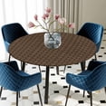 thumbnail image 5 of Elastic Fitted Round Tablecloth, Dark Brown Rattan Waterproof Stretch Table Cover for 36"-44" Tables, Vintage Abstract Wicker Texture Washable Outdoor Tablecloths for Patio, Picnic, Camping, 5 of 9