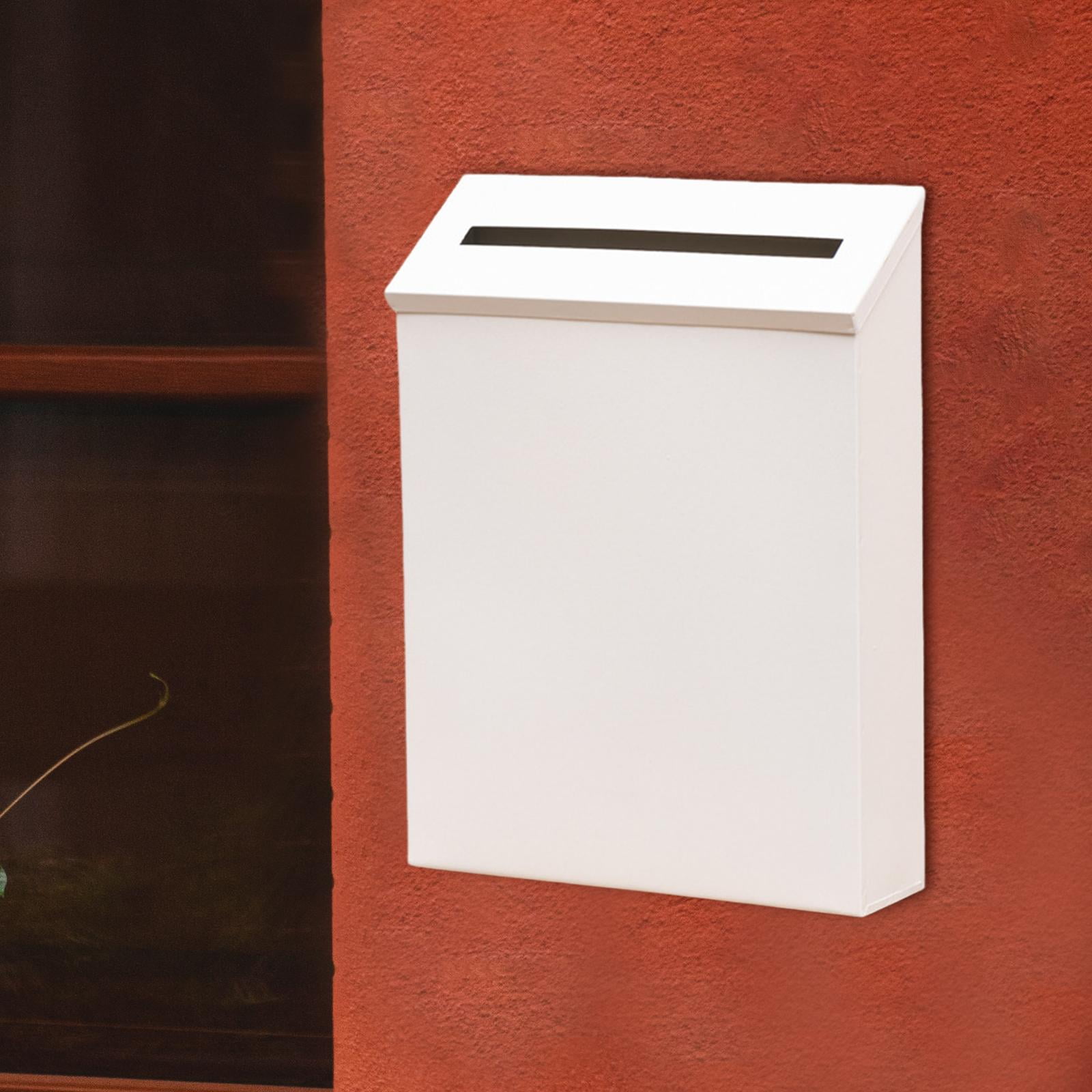 Wall Mount Mailbox Large Capacity Modern Newspaper Holder Box for Front Door White