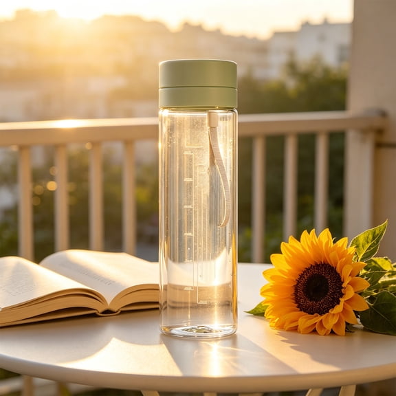 Lenkho Clear Water Bottle, Leakproof Screw Lid Portable Travel Tumbler with Volume Markings, Lightweight Water Jug for Gym, Office, Travel & Daily Hydration
