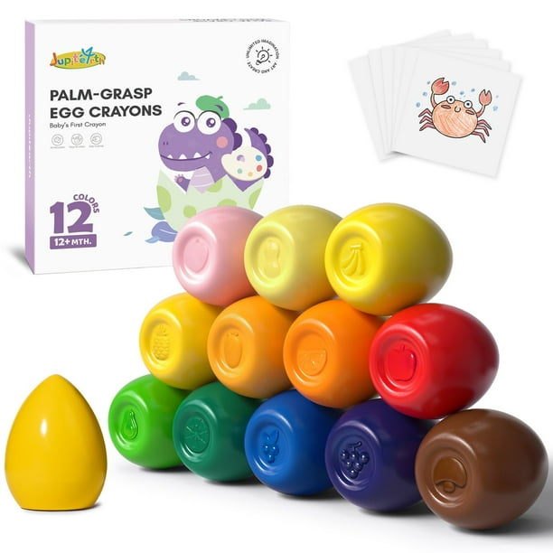 Lápices de huevo JUPITEARTH, 12 colores, para niños de 1 a 3 años, no tóxicos