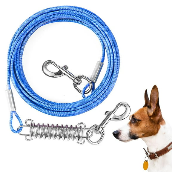 Dog Tie Out Cable,16FT Runner Cable with Swivel Hook and Shock Spring,Yard and Camping Tether for Small to Medium Pets Up to 500 LBS