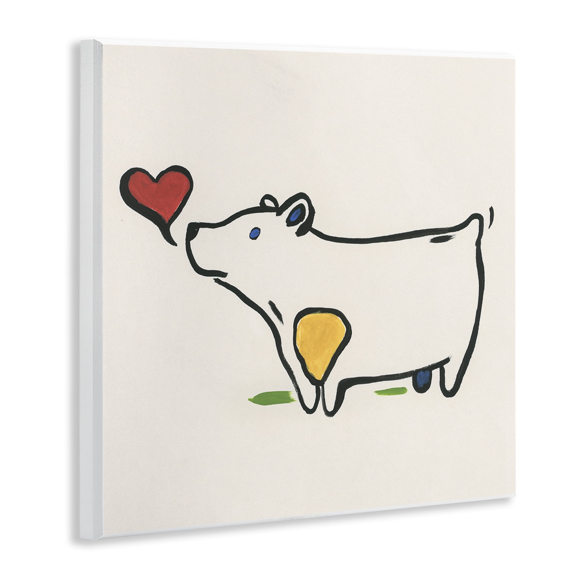 Stupell Industries Bear & Heart Doodle Animals Painting Unframed Art Print Wall Art, 12 x 12