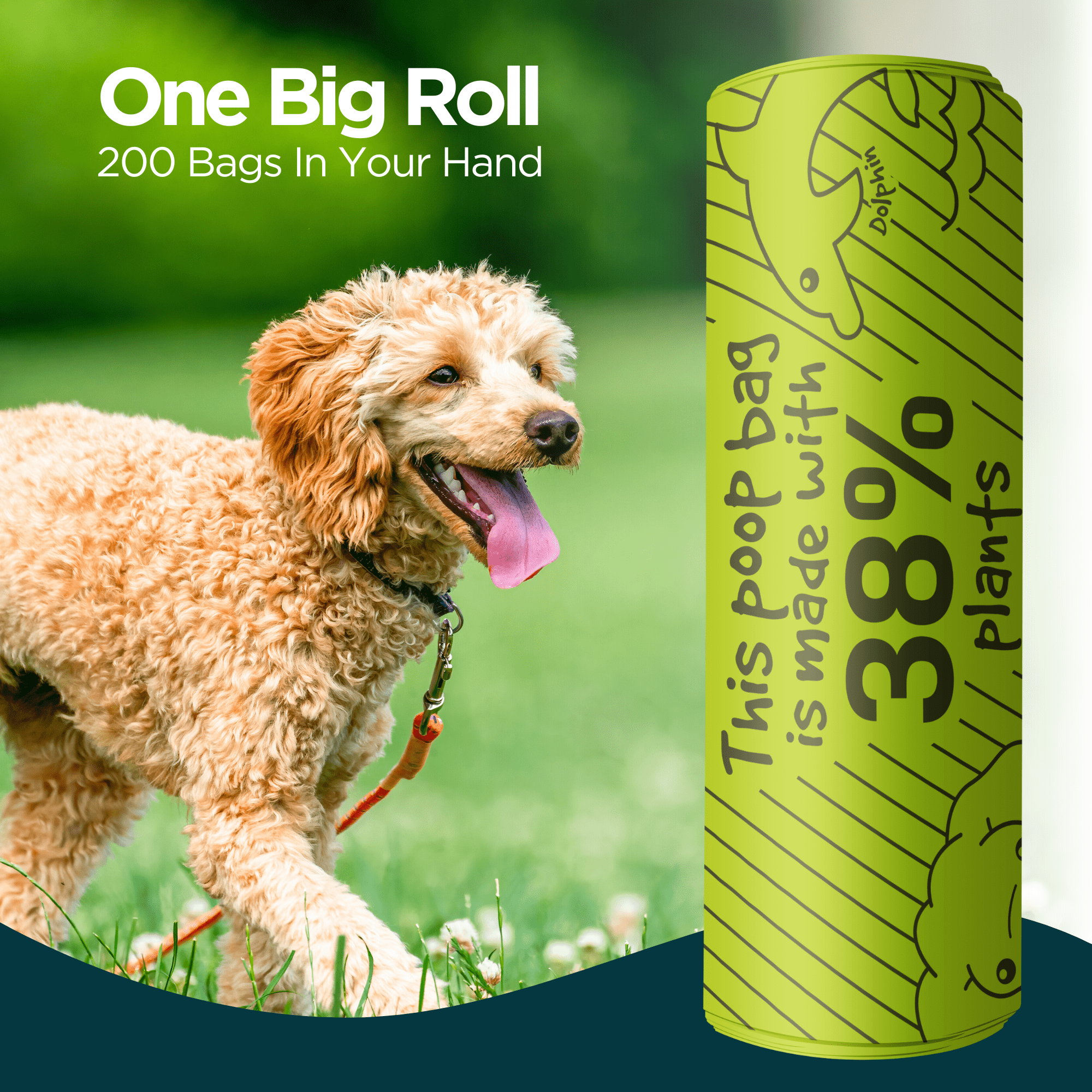 The Original Poop Bags® USDA Certified 38% Plant-Based Doggy Poop Bags Refills - Unscented, Leak-Proof & Strong, Single Bulk Roll, 300 Count