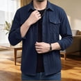 thumbnail image 5 of DPTALR Men's Casual Solid Color Turndown Collar Long Sleeve Shirt with Pockets,Navy,Big and Tall Men L, 5 of 6