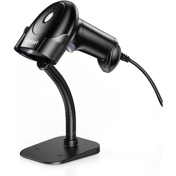 Afoxsos Barcode Scanner with Stand for POS System, Automatic Screen Scanning Support, Black