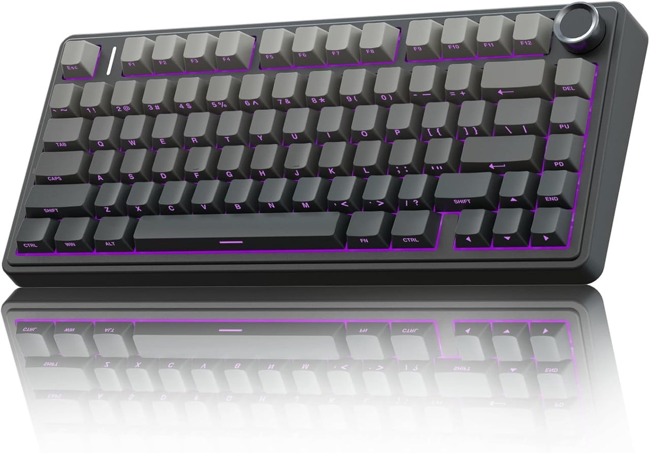 Restored AULA S75 PRO Wireless Mechanical Keyboard with Screen&Knob, Tri-Mode Hot Swappable Gaming Keyboard 75%, Pre-lubed Switches, RGB Backlit, Side Printed PBT Keycaps (Refurbished)
