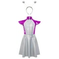 thumbnail image 2 of iiniim Girls Outer Space Alien Robot Carnival Movie Party Metallic Gloss Tunic Dress with Hair Hoop Purple Silver 14, 2 of 7