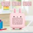 thumbnail image 4 of Reloj despertador para niños, reloj despertador digital para niños, lindo reloj despertador de conejito, luz de noche con USB, reloj despertador para niños para dormitorio (rosa), 4 of 5