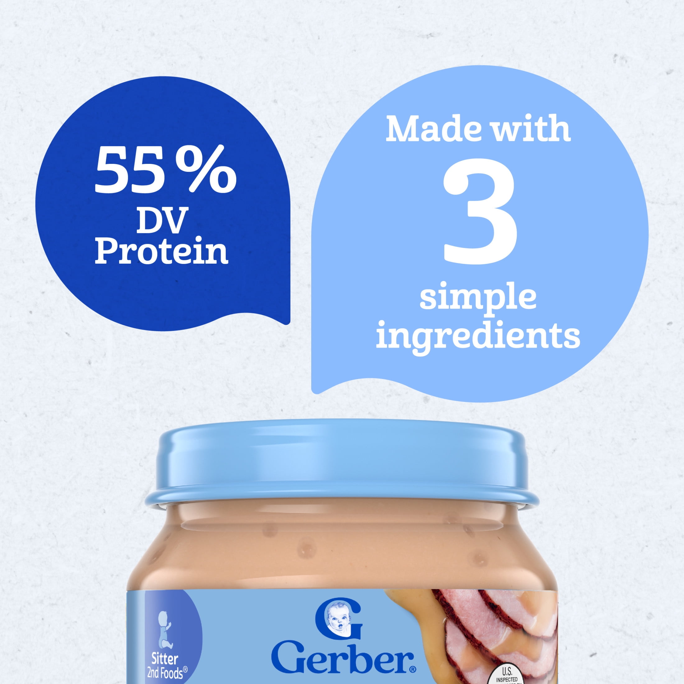 (3 pack) Gerber Stage 2 Baby Food, Ham and Gravy Jar, Baby Puree Jars Glass 2.5 oz