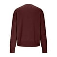 thumbnail image 5 of Fiaer Women's Sweater with Pocket Plus Size Crew Neck Knitted Pullover Long Sleeve Trendy Casual Baggy Black Tops Wine XL, 5 of 5