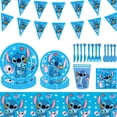 thumbnail image 2 of Suministros para fiestas de cumpleaños de Stitch, vajilla, servilletas de papel, manteles, platos, globos, decoración para baby shower de niña y boda, 2 of 5