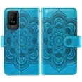 thumbnail image 6 of Compatible with Metro TCL Ion X/Ion V/40Z T607DL Wallet Phone Case and Tempered Glass Screen Protector Flower Faux Leather Flip Credit Card Holder Stand Zipper Cell Cover for T430W 2023 Women Blue, 6 of 8
