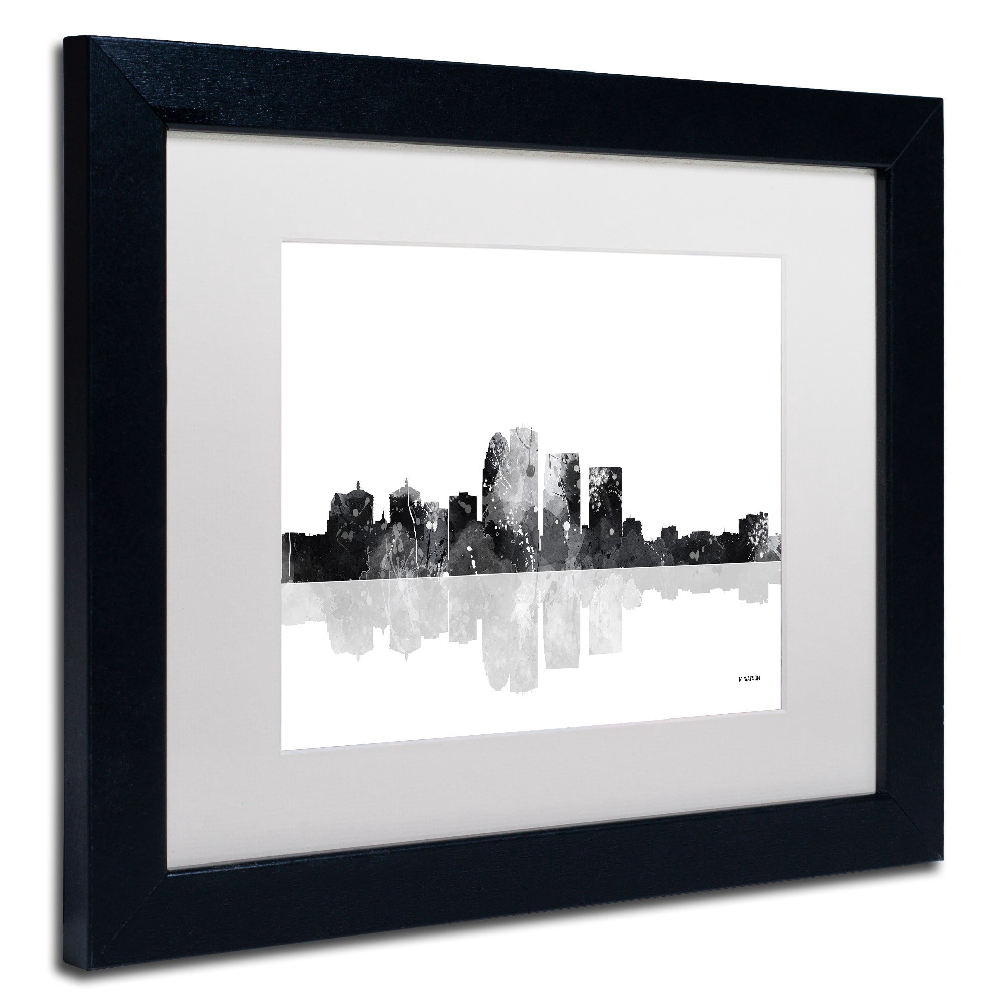 Trademark Fine Art "Louisville Kentucky Skyline BG-1" Canvas Art by Marlene Watson, White Matte, Black Frame