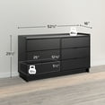 thumbnail image 6 of Prepac Simply Modern Dresser, Black Dresser for Bedroom, Chest of Drawers with 6 Drawers 52.5" W x 29.5" H x 16" D, BDBR-1806-1, 6 of 12
