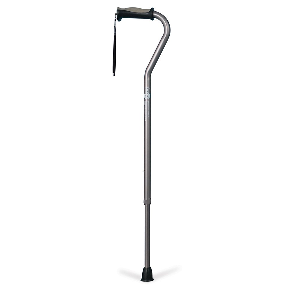 Hugo Adjustable Offset Handle Cane with Reflective Strap, Smoke