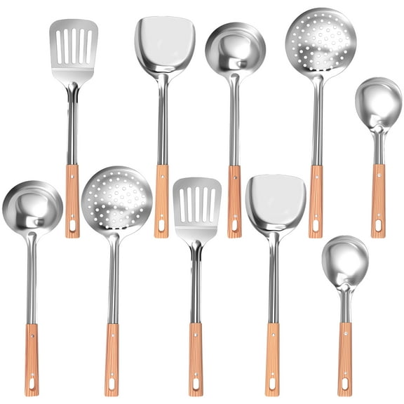 LINFANG Stainless Steel Cooking Utensil Set Heat Resistant Easy Cleaning Kitchen Gadget Set for Home Restaurant Apartment