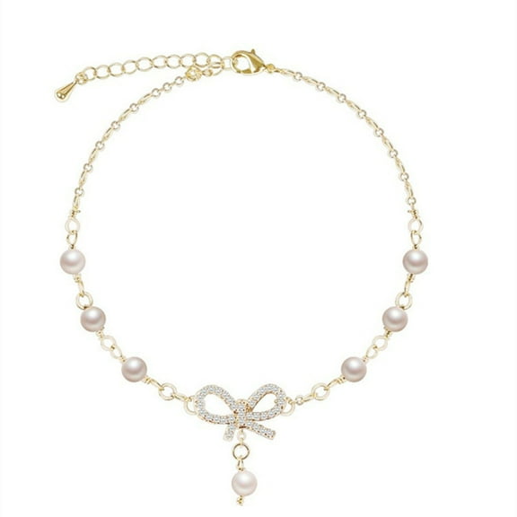 HHBEAUTY Bow Bracelet, Adjustable Gold Dainty Ribbon Bestie Bracelets, Cute Pearl Bracelet, Friendship Bracelets to My Best Friend Fashion Gifts Jewelry