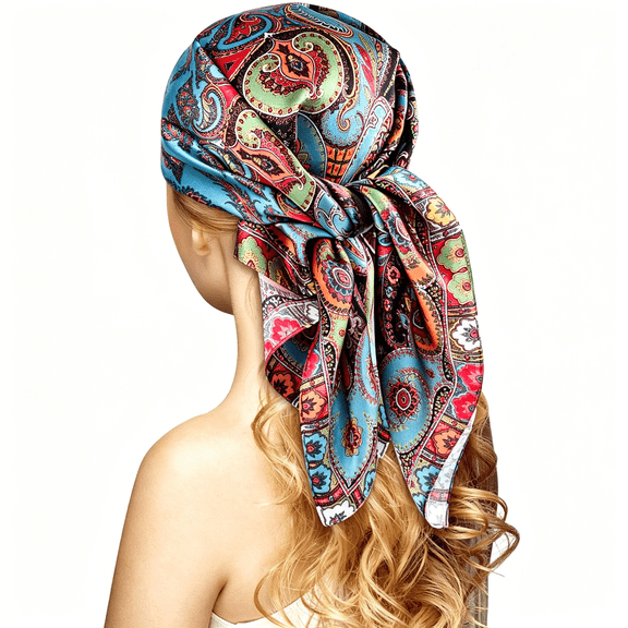 TELOLY 100% Silk Head Scarf for Women-27" Hair Scarves Satin Head Scarf Bandanas Square Silk Hair Night Sleeping with Gift Packed