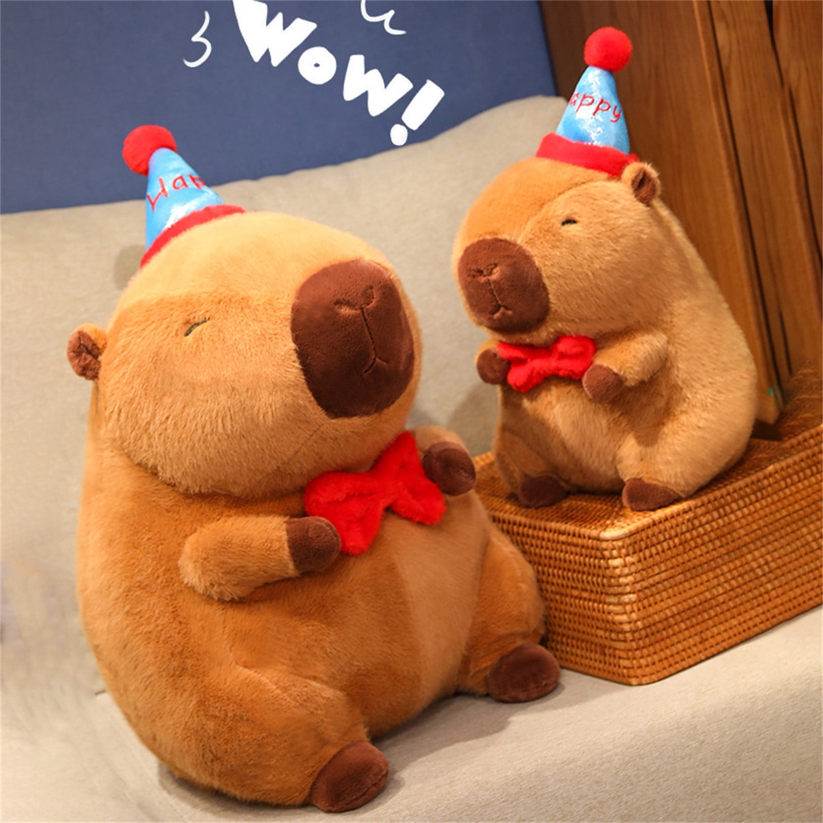 21.6" Capybara Plushies Toy - Wearing A "Happy" Hat - Cuddly Soft Huggable Stuffed Animals Plush Pillows, Birthday Chirstmas Graduation Back to School Perfect Gifts for Women Teens & Fans