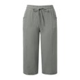 thumbnail image 4 of Linen Vacation Pants - Lightweight Summer Beach Trousers 2025, Grey Linen Pants for Women Lightweight Spring Womens Summer Pant 2025 Ladies Vacation Beach Trousers with Pockets, 4 of 6