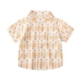 thumbnail image 2 of Boys Graphic Tees Cartoon Print Lapel Short Sleeve Buttoned Breathable Shirt Tee for Seaside Wear Boys' Tops Tees Shirts Yellow 18 Months-24 Months, 2 of 9