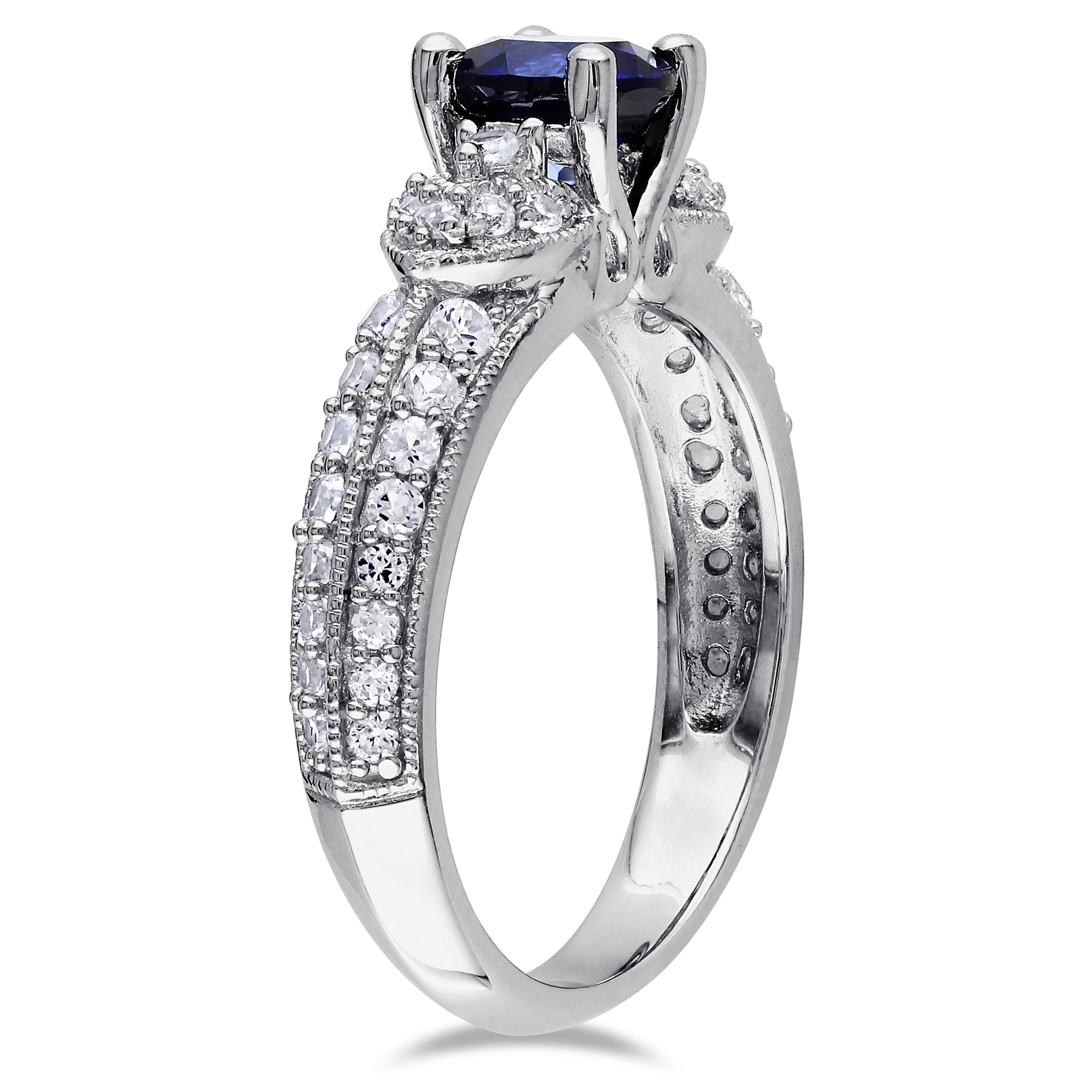Everly Women's Created Sapphire Sterling Silver Engagement Ring