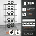 thumbnail image 6 of CAPHAUS 3/4/5-Tier Adjustable Height Wire Shelving Unit, Wire Rack Shelving, Metal Steel Storage Shelves, Garage Shelving Storage Organizer, Utility Storage Shelf, 5-Tier With Wheels, Black, 6 of 9