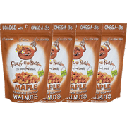 Crazy Go Nuts All-Natural Gourmet Maple Walnuts, Non-GMO, Vegan and Gluten Free, 4-Pack Bags
