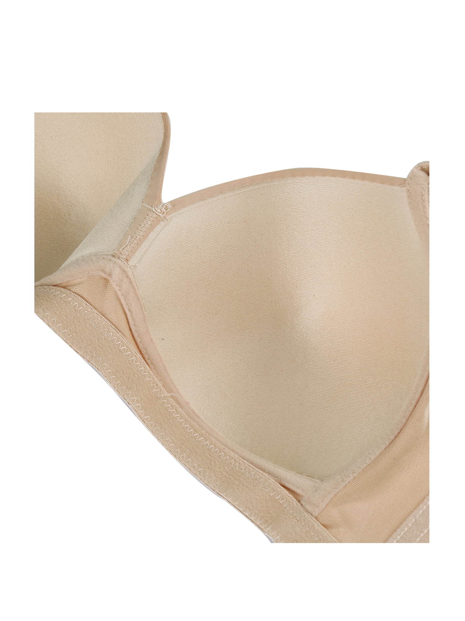 INSPIRE CHICWomen Comfortable Soft Stretchy Basic Full Coverage Wirefree Non-Wired Everyday Bra 3 Pcs Black+Beige+Pale Pink-Stripe 40/90 Fit 36A 36B