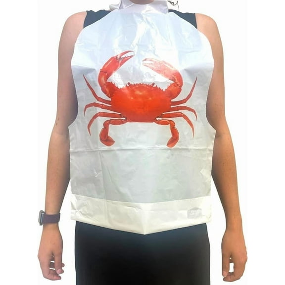 AMSCO Disposables Disposable Crab Bibs for Adults, Clean Cover Up for Seafood, Lobster, and Seafood Boils, Fun Home Dinner Party Accessory, White and Red