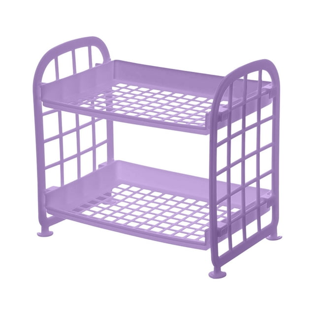 Organizador de estantes de mesa de 2 niveles, organizador multifunción para despensa, especias de cocina, baño, estante de sobremesa (morado)