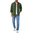 thumbnail image 2 of INSPIRE CHIC Men's Casual Workwear Long Sleeve Button Down Pockets Fishing Hiking Work Shirts M Olive Green, 2 of 6