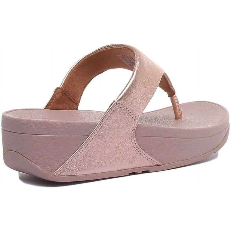 FitFlop Lulu Women's Leather Toe Post Sandal in Rose Gold Size