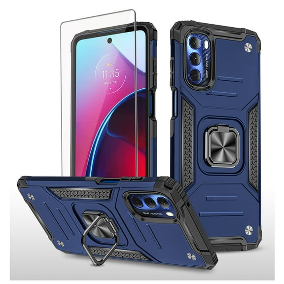 Xhy Moto G Stylus 5G 2022 Case with Screen Protector Magnetic Ring Holder Kickstand Military Grade Full Body Double Layer Drop Protection Durable Detachable for Motorola G Stylus 5G 2022 Phone -Green