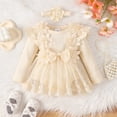 thumbnail image 2 of Coerni Toddler Baby Girl Floral Lace Romper Dress Headband Toddler First Birthday Baptism Outfits Princess Jumpsuit Bodysuit, 2 of 9