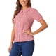 thumbnail image 4 of CAMISA DE CUADROS PARA MUJERES INSPIRE CHIC CON COLLAR PETER PAN Y MANGAS CORTAS ABULLONADAS, BLUSA DE BOTONES A CUADROS EN ROJO, 4 of 5