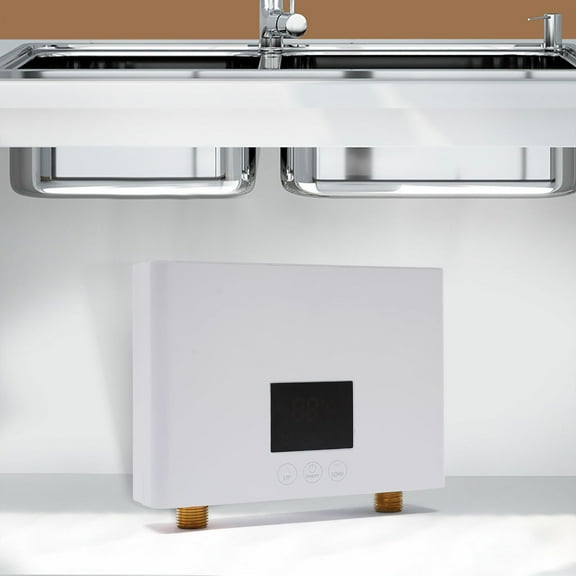 Electric Mini Tank Water Heater Electric Tankless Instant Hot Water Heater with LCD Display Electric Hot Water Heater for Kitchen Washing