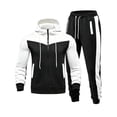 thumbnail image 2 of LEKWK Tracksuit Men Color Block Athletic 2 Piece Sweatsuit Sport Activewear Zip Up Hooded Jacket and Joggers Matching Outfits for Running Workout, 2 of 5